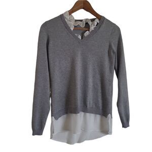 Adrianna papell sweater women's xs gray  long